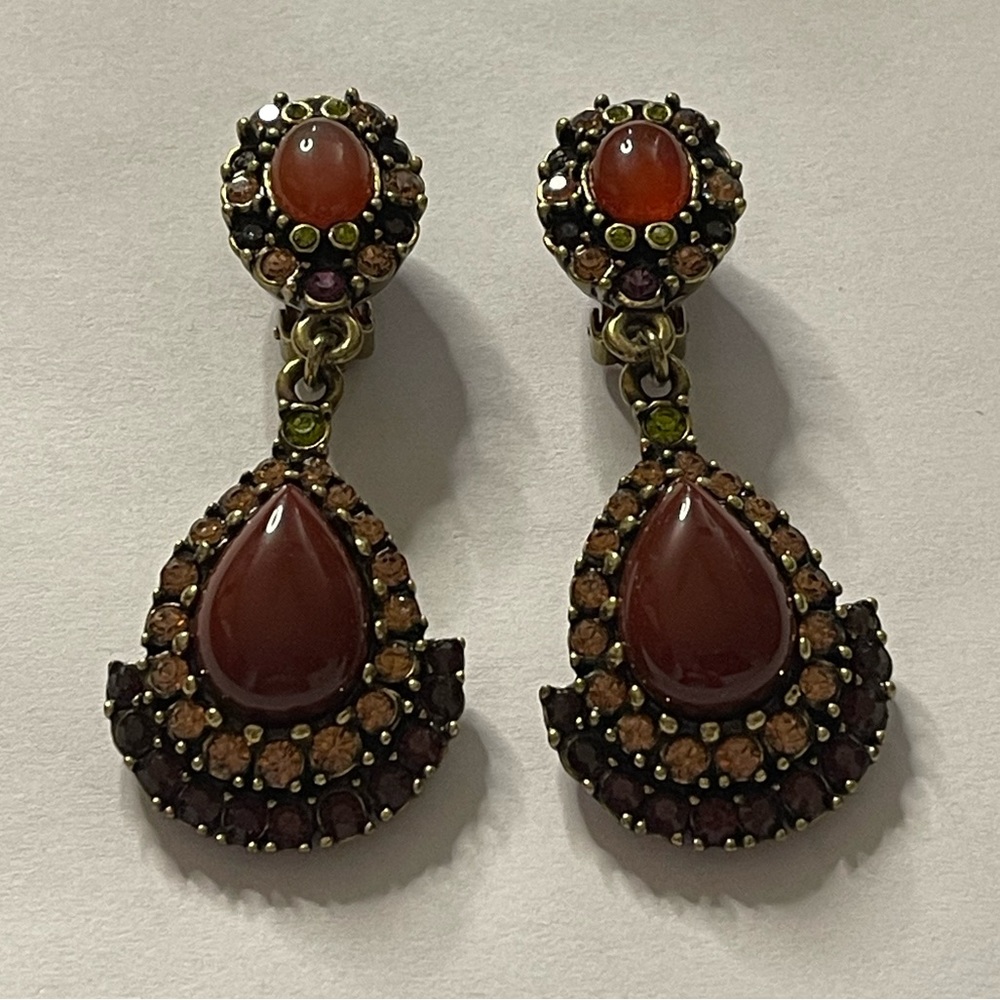 Heidi Daus- Sparkling Rhinestone and Glass Cabochon Dangle Earrings